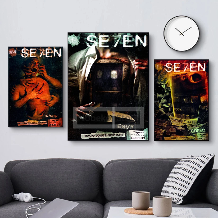 Classic American Crime Thriller Movies Se7en Morgan Freeman Poster Prints Canvas Painting Wall Art Pictures Home Room Decor Gift