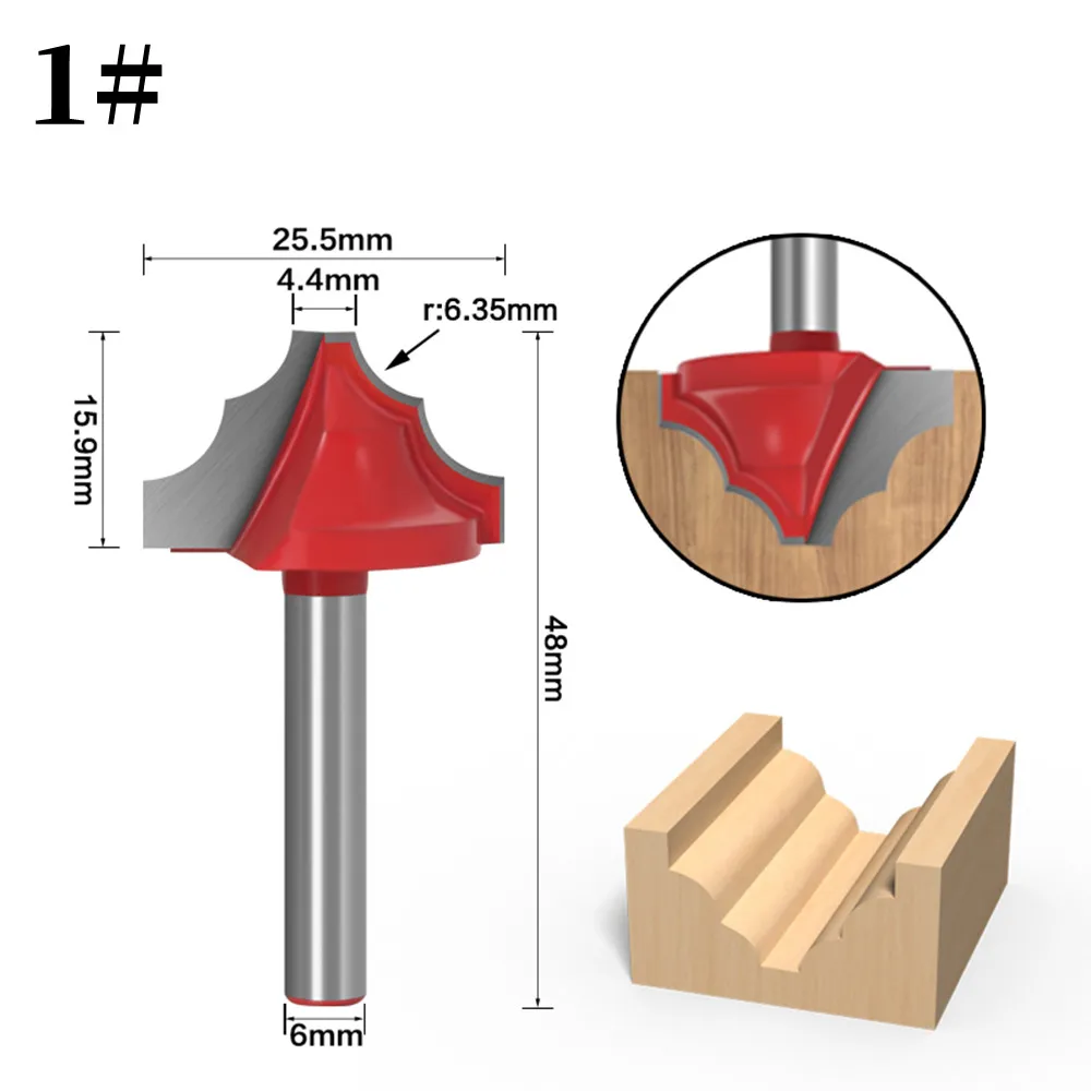 1PC 6MM Shank Milling Cutter Wood Carving Open End Carving Lace Knife Bitfor Wood Edging Woodworking Mill Classical Cutter Bit