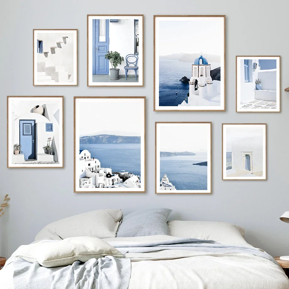 

Travel City Greece Santorini Blue Ocean Wall Art Canvas Painting Nordic Posters And Prints Wall Pictures For Living Room Decor