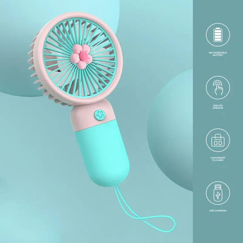 Ventilador portátil de escritorio creativo para niños, miniventilador de mano recargable con carga USB para exteriores, Verano