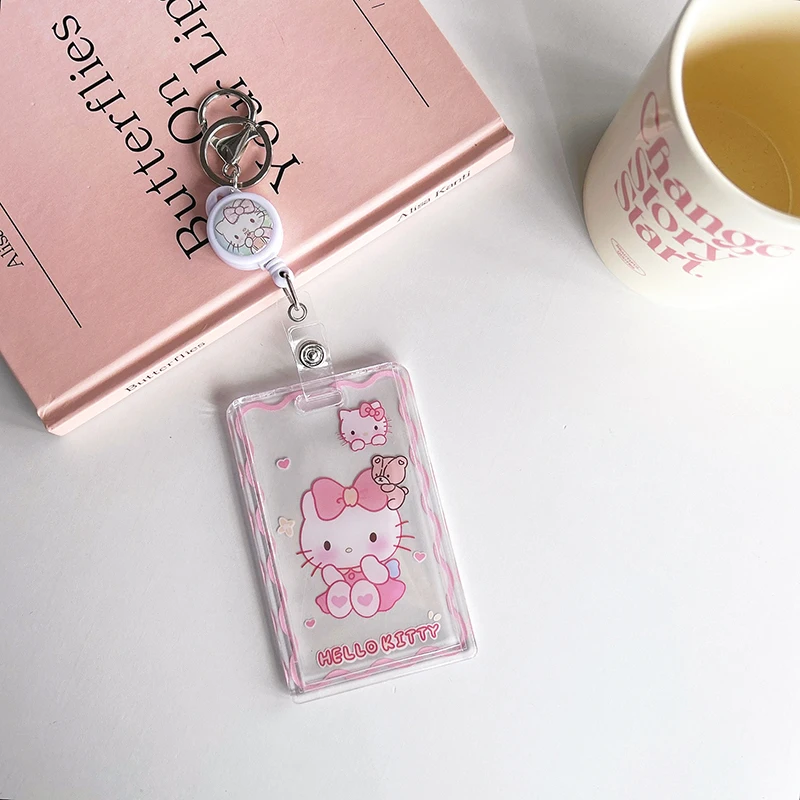 hello kitty card sleeves Sanrios Cute Kuromi Melody Hellokittys Transparent Badge Holder Kuromi Card  Sleeve for Employee and Student ID Card Holder Gifts