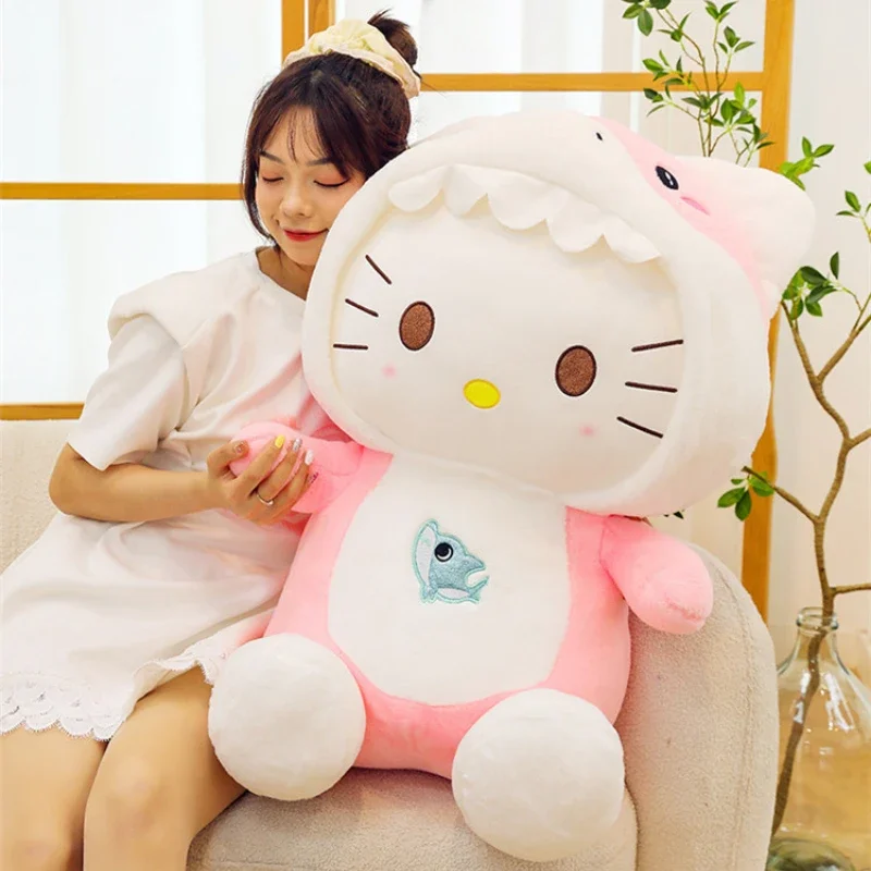 

80 см супер большой размер Sanrio мультфильм милая акула HelloKitty мягкая кукла плюшевые детский подарок на день рождения мультяшные игрушки