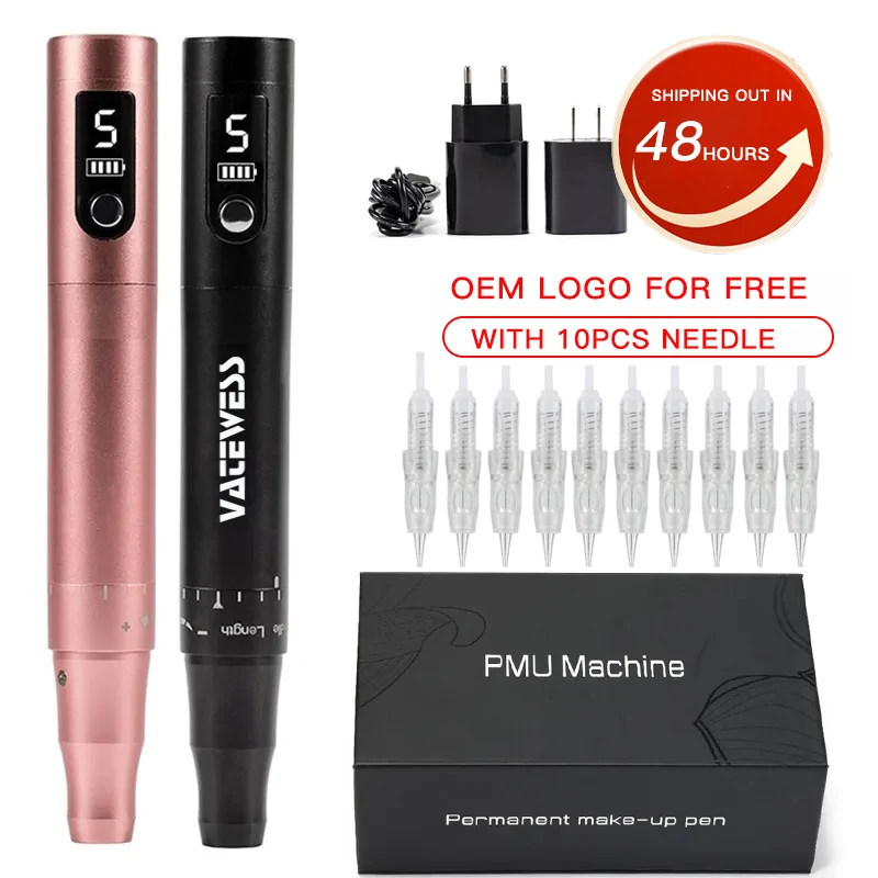 Wireless PMU Machine Tattoo Pen Kit Professional Microshading Machine Supplies Device for Permanent Makeup Shading Lips Eyebrow