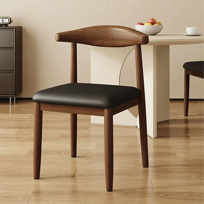 Nordic Style Iron Art Simulation  Wood Chair Pad for Dining Room Computer Desk Study Table Simple Restaurant Chair