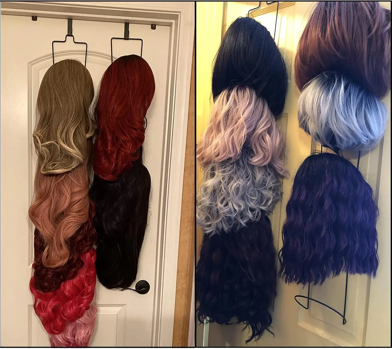 Hanging Hat Rack, Wig Rack Wigs Holder Hanger Wigs Storage for Door, Wall, Closet, Bathroom