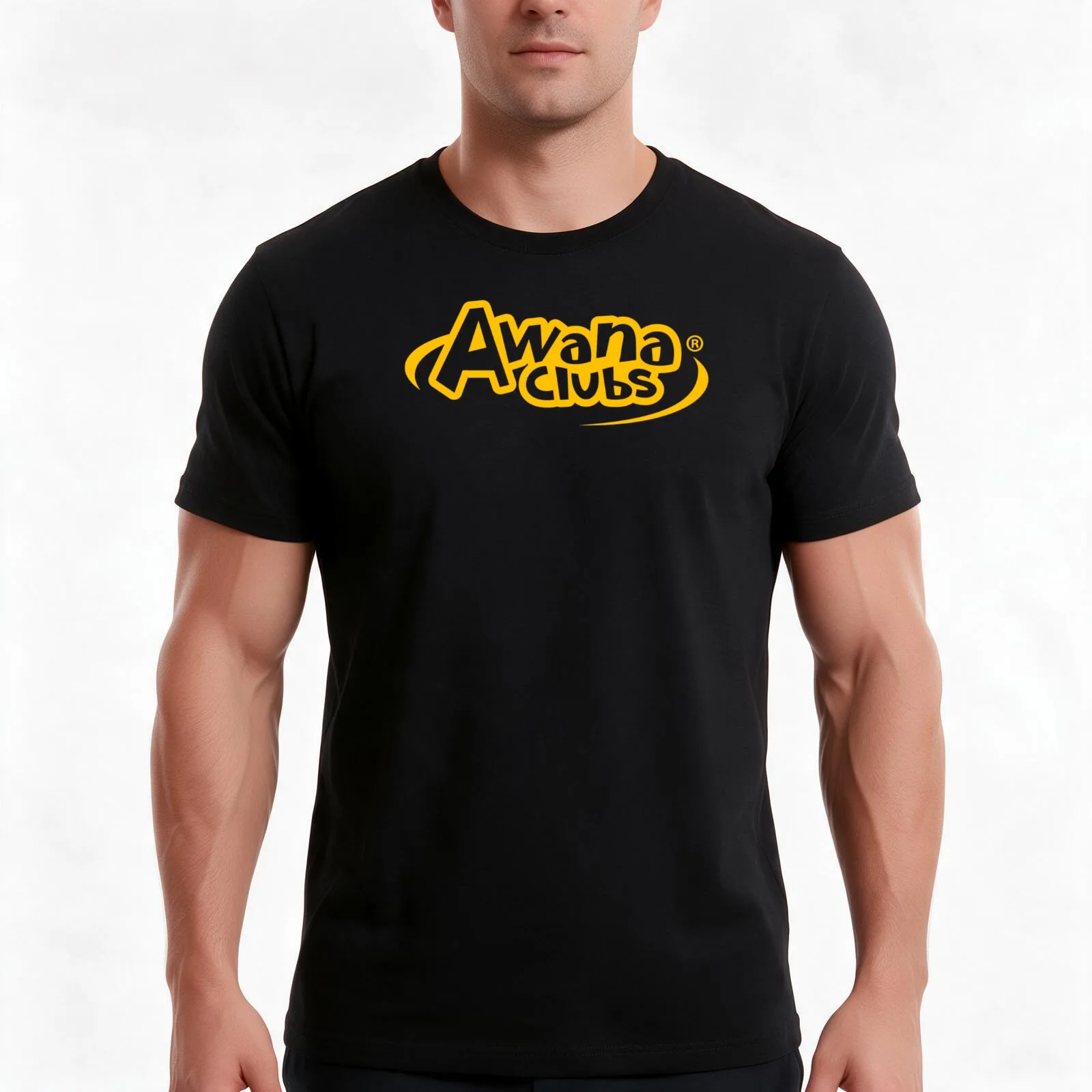 Yellow Awana Clubs T-Shirt, Summer Casual Cotton Tee, Oversized Streetwear Tops, Vintage Graphic Print, Loose Fit Short Sleeve