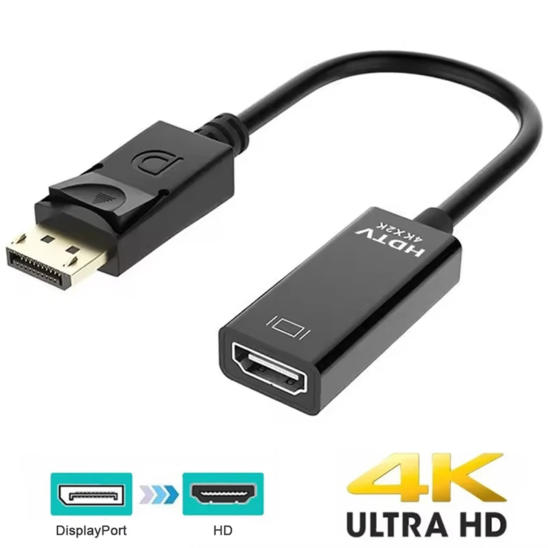 4K DP To HDMI-compatible Cable Adapter Male HDTV PC Projector Converter DP To HDMI-compatible Adapter Cable DisplayPort To HD TV