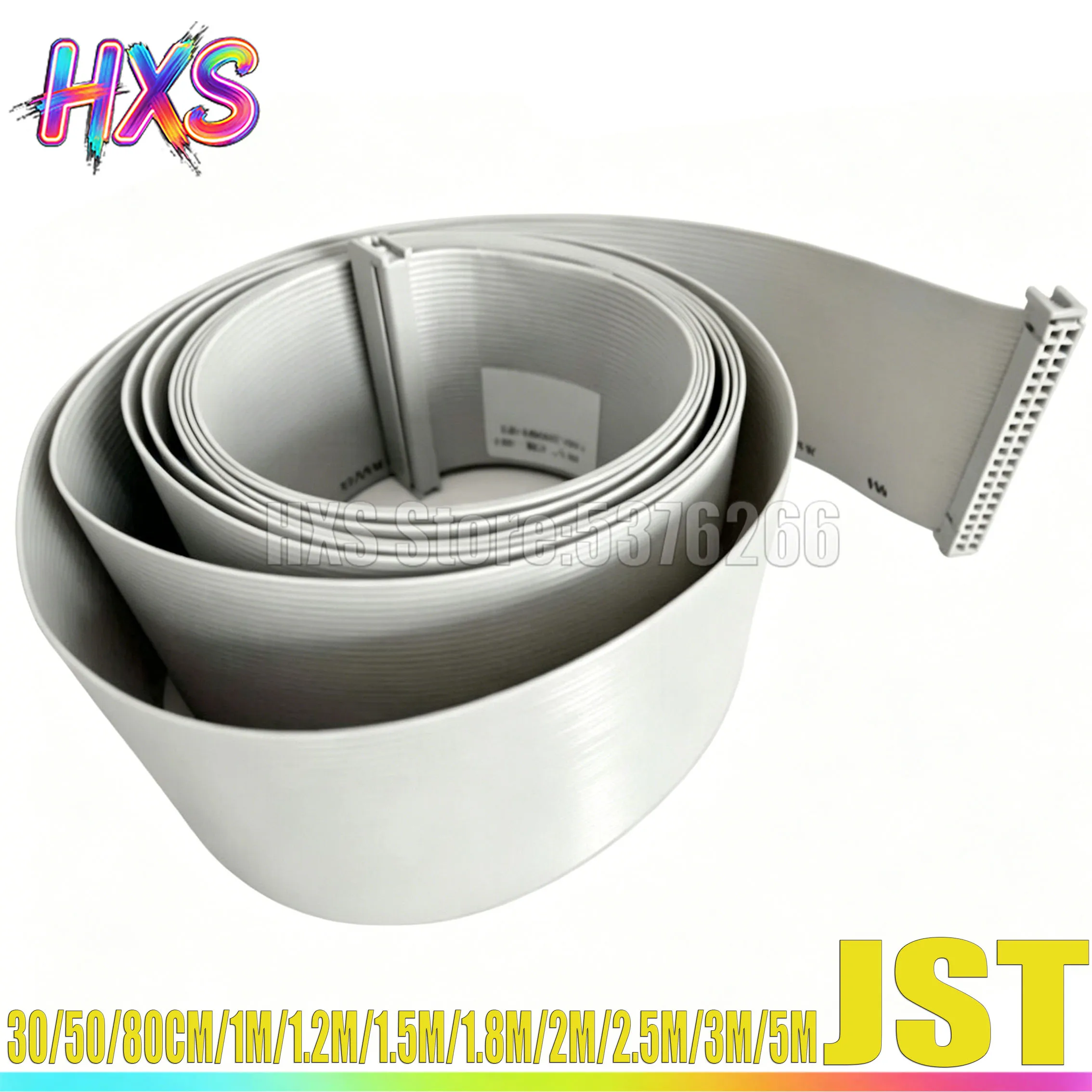 1PCS JST 2.54mm 30/50/80cm 1M/1.2M/2M/5M Testing machine connector 64P Gray hatching IDC ICT 2x32P Cable spacing  FC Connector