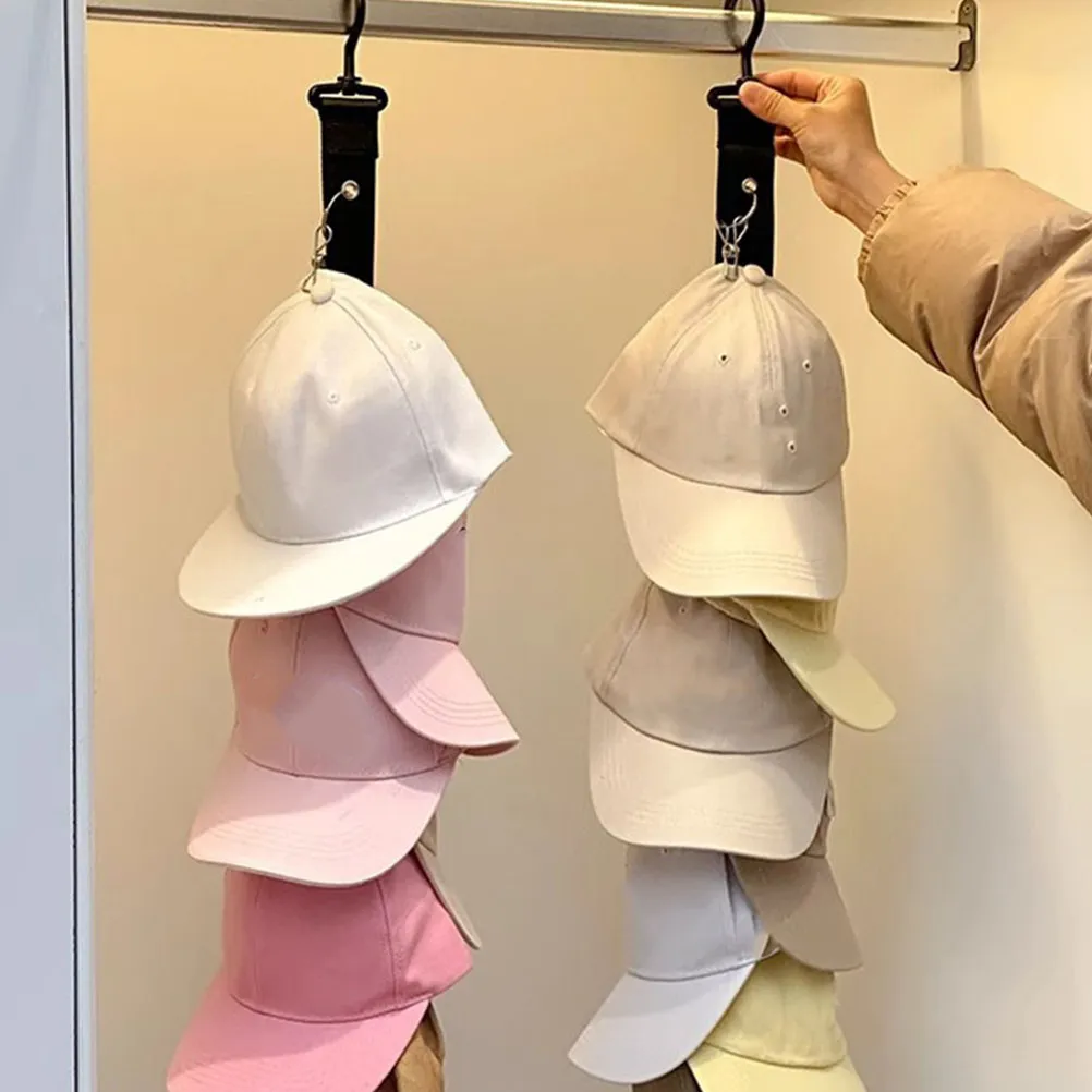 3Pcs Hanging Hat Organizer Closet Rack Baseball Cap Storage Holder Vertical Metal Clip Hooks Space Saving for Home Gym