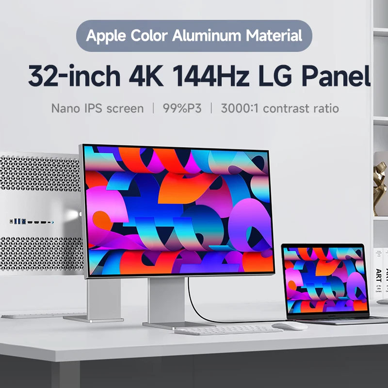 

32 Inch 4K UHD 144Hz Monitor | For PS4 PS5 Games | 99% P3 | 3000:1 Contrast | HDMI 2.1/Display/ Aluminum alloy material body