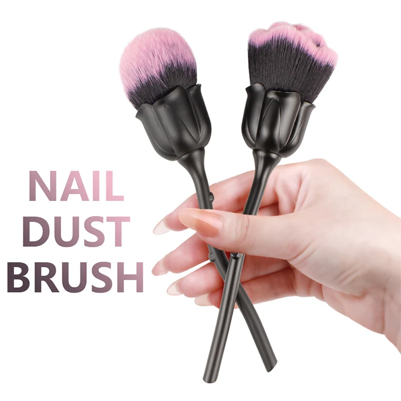 1PC Rose Nail Art Dust Brush For Manicure Beauty Brush Blush Powder Brushes Fashion Gel Nail Accessories Material Tools Soft