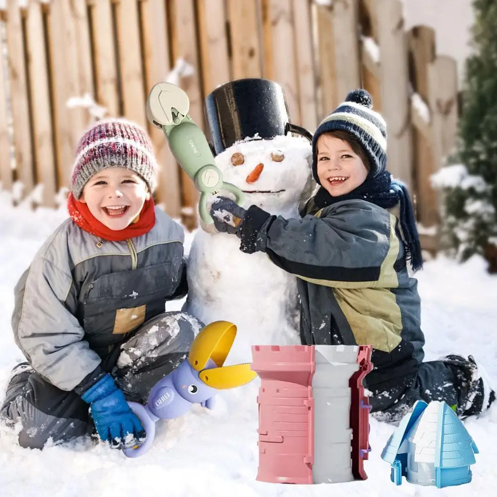 Kit de fabrication de boules de neige pour enfants, jouets de neige d'hiver, pince à neige d'oiseau à grande bouche, jouets de construction de château de sable de neige en plein air pour le plaisir d'hiver