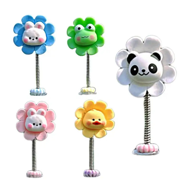 Flower Car Decor 5pcs Shaking Head Cute Mini Flower Swing Toys Animal Sunflower Bobbleheads Interior Car Supplies For Dashboard