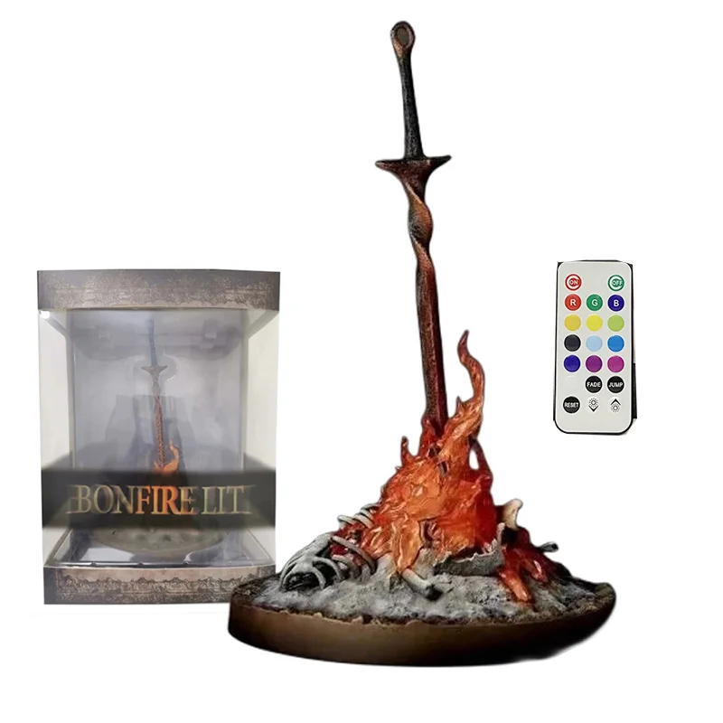

Dark Souls Action Figure Fire Glowing Sword LED ILLUMINATION Bonfire LIT Light-up Statue Glow Sword Glowing Lighting Model Toy