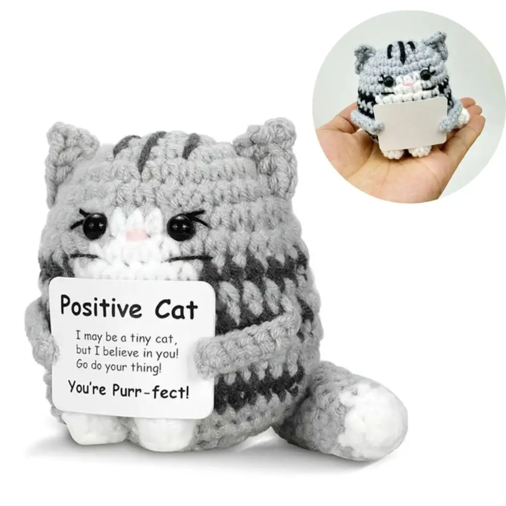 Carton Yarn Crochet Cat Crochet Handmade Knitted Positive Energy Cat Cute Handmade Knitted Home Decoration