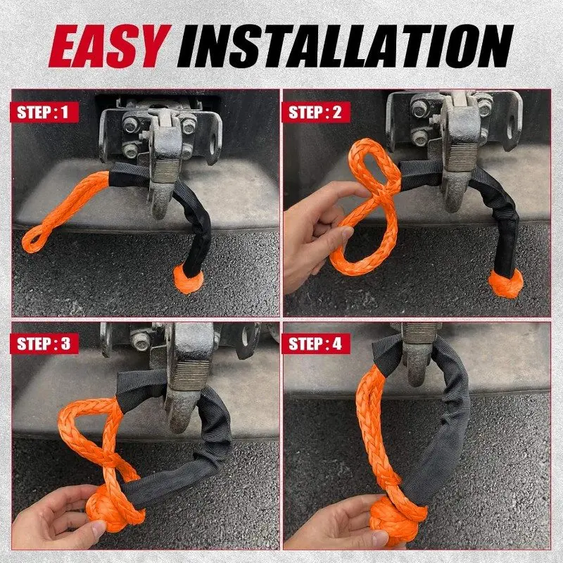 For Off-Road Sailing Truck Recovery Rope 2Pack Soft Shackles 1/2 In X 22 In With Protective Sleeve-A61E