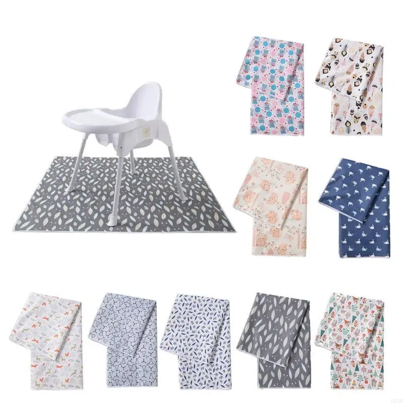 

H55B Baby Floor Mat for Under High Chair Arts Crafts Waterproof Anti-Slip Splash Spill Mat for Eating Mess