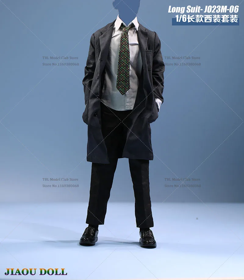 JO23M-06 1/6 Schaal Zakelijke Kleding Kleding Set Mannelijke Lange Pak Trenchcoat Shirt Broek Stropdas Set Fit 12in Soldaat Action Figure