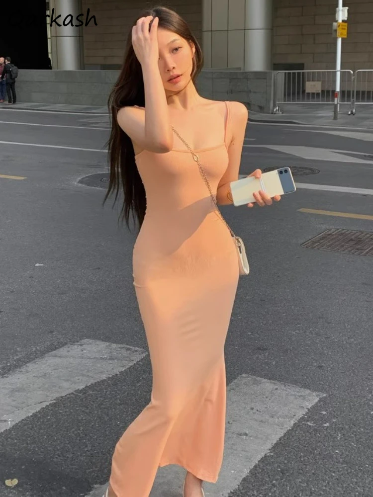 

Trumpet Maxi Dresses Women Sexy Elegant Fashion Ulzzang Club Backless All-match Streetwear Casual Summer Females Clothes Holiday