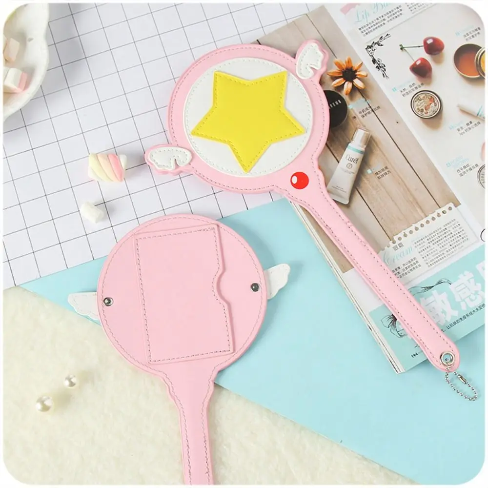 High Quality Anime Star Magic Wand Card Bag with Wings PU Leather Protection Case Cute Card Cover Bus Subway Card