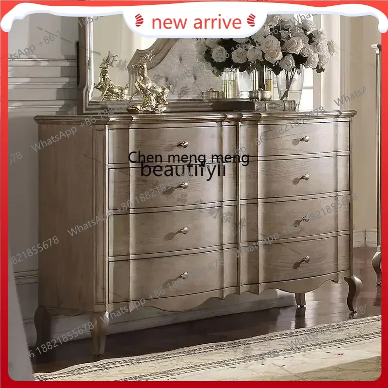 SS ss7486 French retro solid wood chest, bedroom furniture combination drawer, locker, American light luxury old storage cabinet