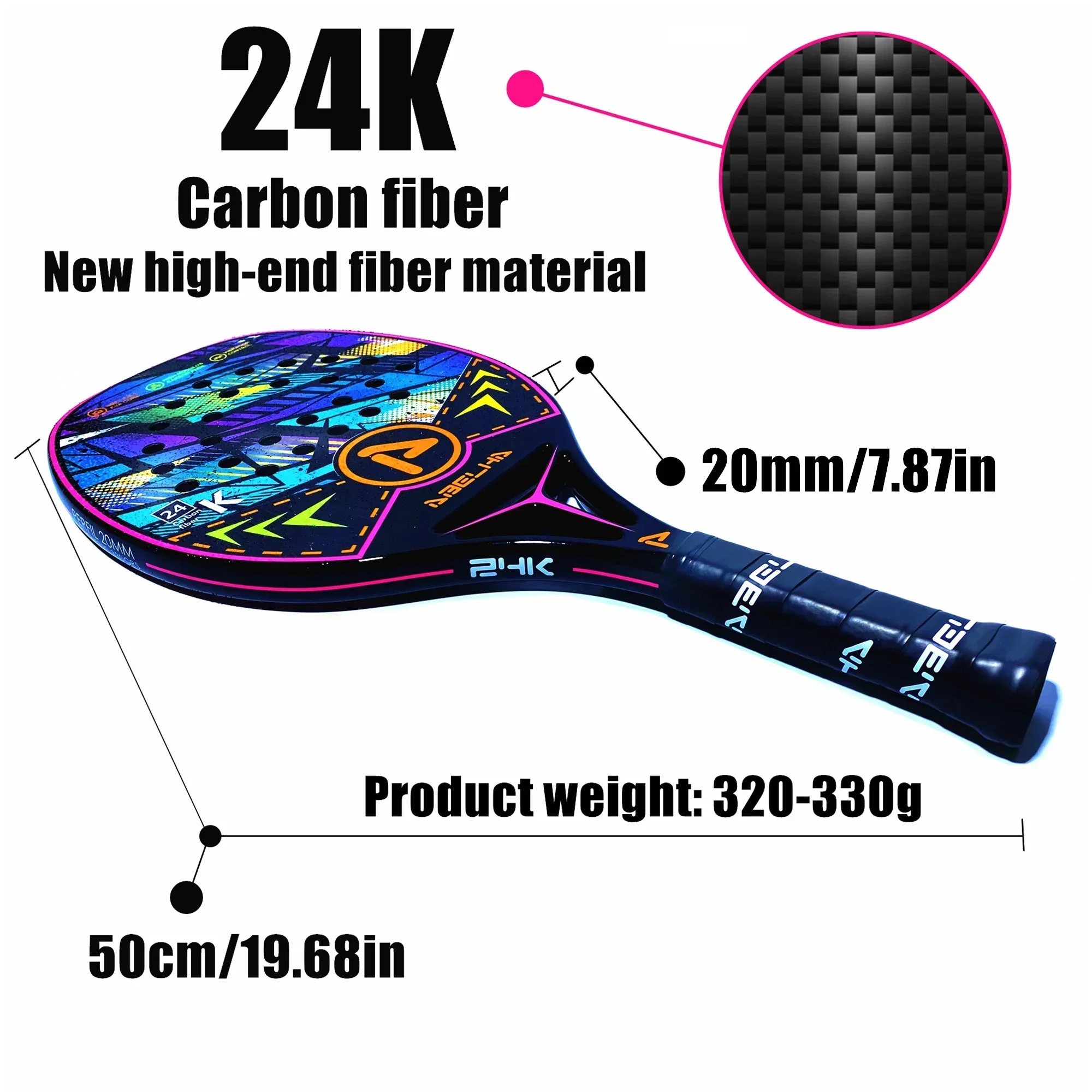 ABELHA 24K carbon fiber beach racket outdoor beach sports with racket backpack, beach tennis racket