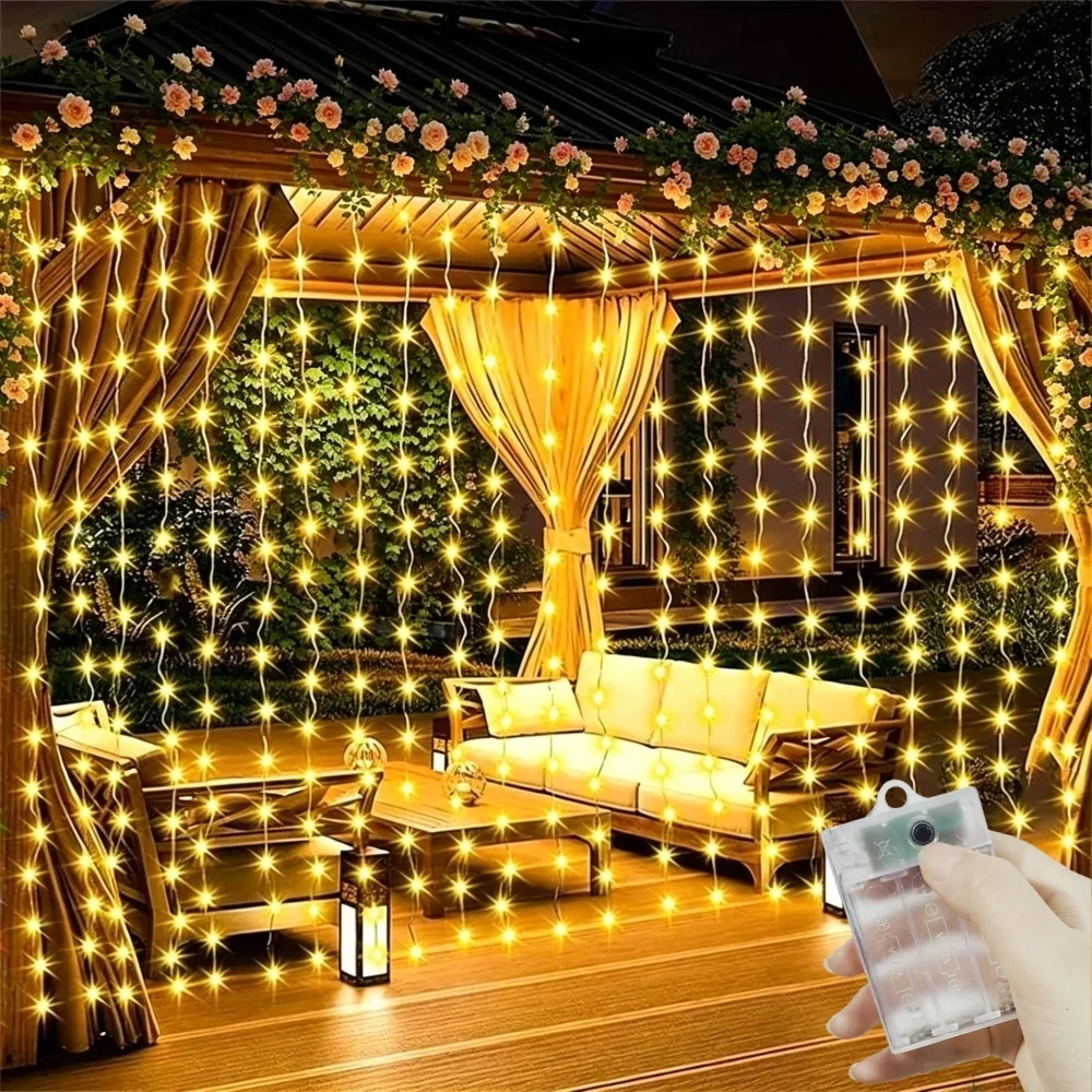 Christmas Home Decoration Curtain LED String Lights Fairy Lights EID Mubarak Bedroom Wedding Valentine's Day Battery Operated