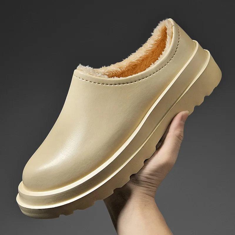 Men's Winter Warm Cotton Slippers Non-Slip Waterproof Comfortable Indoor Outdoor House Shoes Plus Sizs 39-46