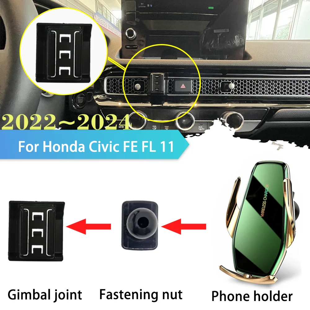 

Автомобильный держатель для Honda Civic FE FL, 11-го поколения 2022 2023 2024, подставка для вентиляционного отверстия, наклейка для беспроводной зарядки, аксессуары для iPhone