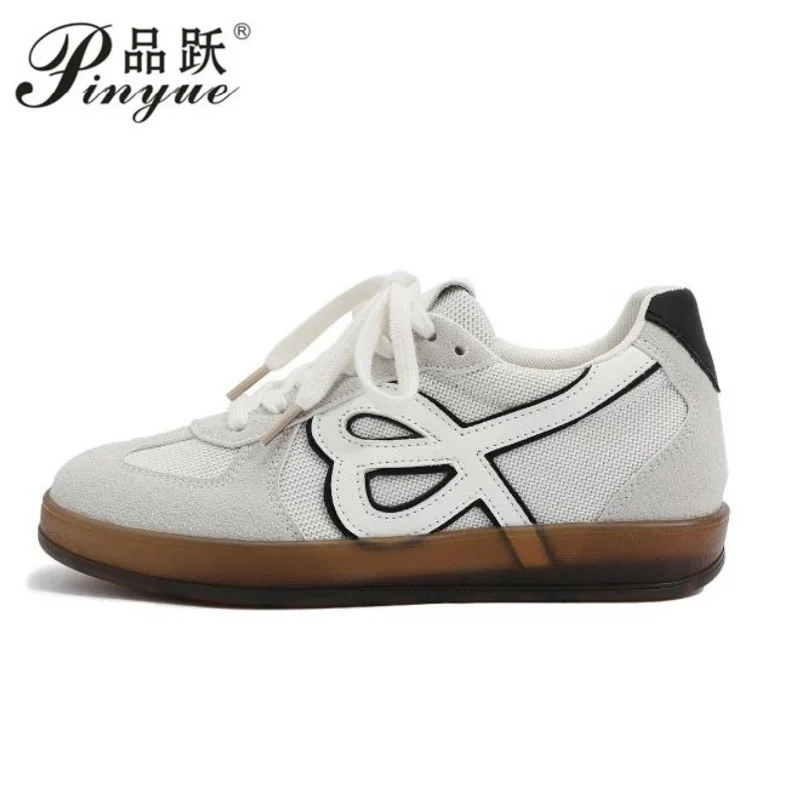 

Женские трендовые повседневные кроссовки 6 см, удобные теннисные туфли на плоской подошве со шнуровкой, дышащие прогулочные кроссовки Zapatillas De Mujer 32-39