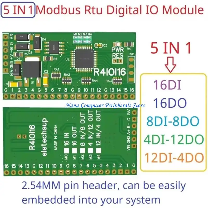 F68C 16CH 5 IN 1 Modbus Rtu Digital Module Switching Remote Expanding RS485 NPN DI-DO Pin Cores Board Replacement