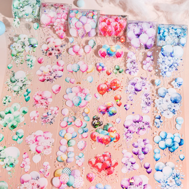 1 roll balloon theme PET stickers DIY collage Decorative paper Scrapbooking Material handmade Diary Album Junk Journal Supplies