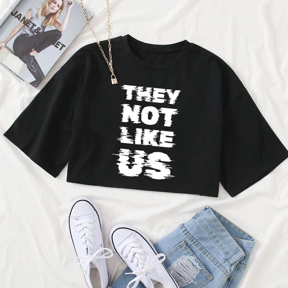 They Not Like Us POP Music Shirt Girls O-Neck Casual Women Crop Shirts for Fan Gift Tops