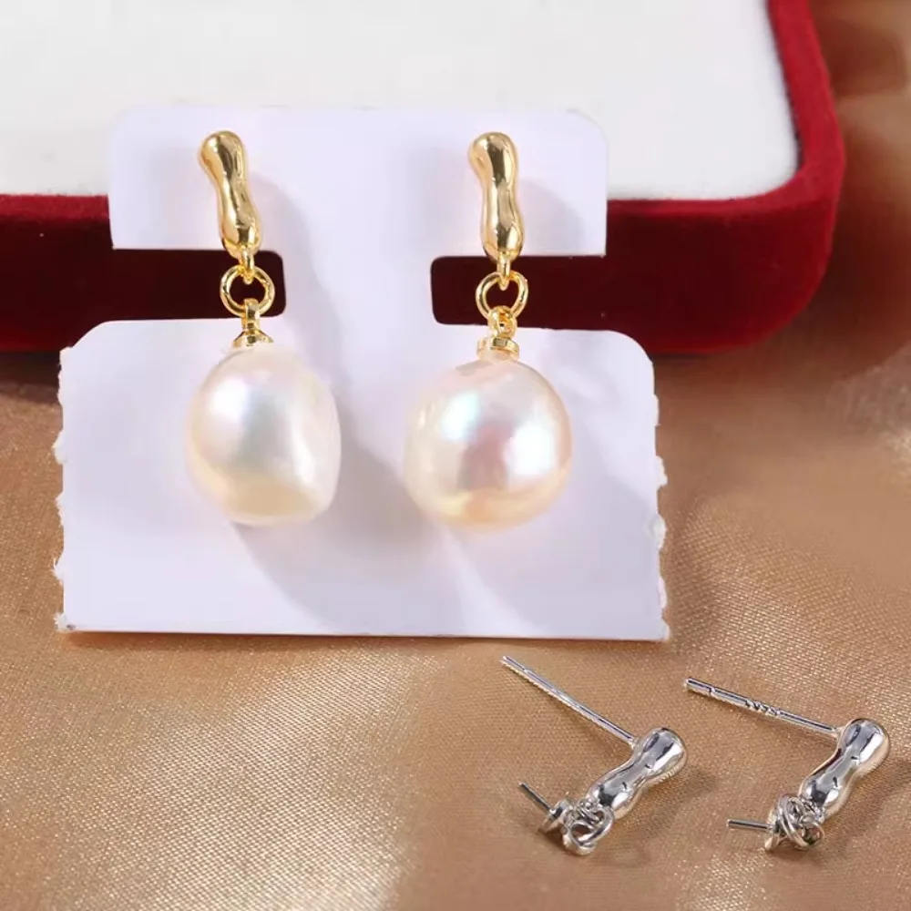 

6PCS S925 Sterling Silver Needle 18K Gold Wrapped Plated Brass Earring Settings Diy Jewelry Pearl Earrings Accessories