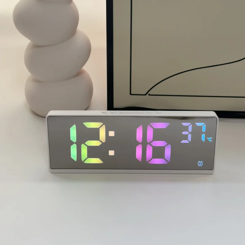 ​​Voice Control Digital Alarm Clock with Temperature Display - Dual Alarm, Snooze, Night Light, 12/24H​