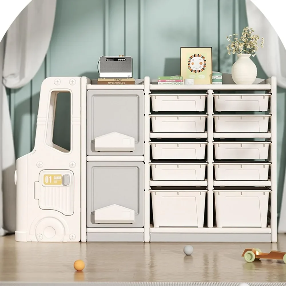 Toy Organizers and Storage Bins, Kids Toy Storage Organizer with 10 Toy Bins and 3 Cabinet, Multipurpose Shelf to toys Storage