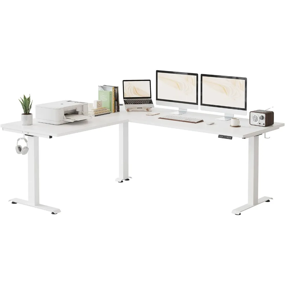 Supports Over 300lbs, Large L Shaped Standing Desk, Electric Height Adjustable L Shaped Desk, Suitable for Home Office