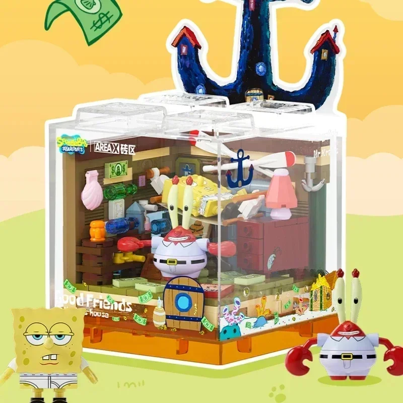 SpongeBob SquarePants Building Block Box Series 2 Sandy's Dome Tree House Plankton's House Toy Assembly Model Ornaments Gift