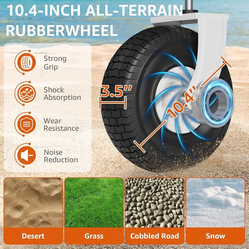 عربة قابلة للطي بـ 10 عجلات شديدة التحمل للرمل وجميع التضاريس والتخييم والأحمال الثقيلة #5