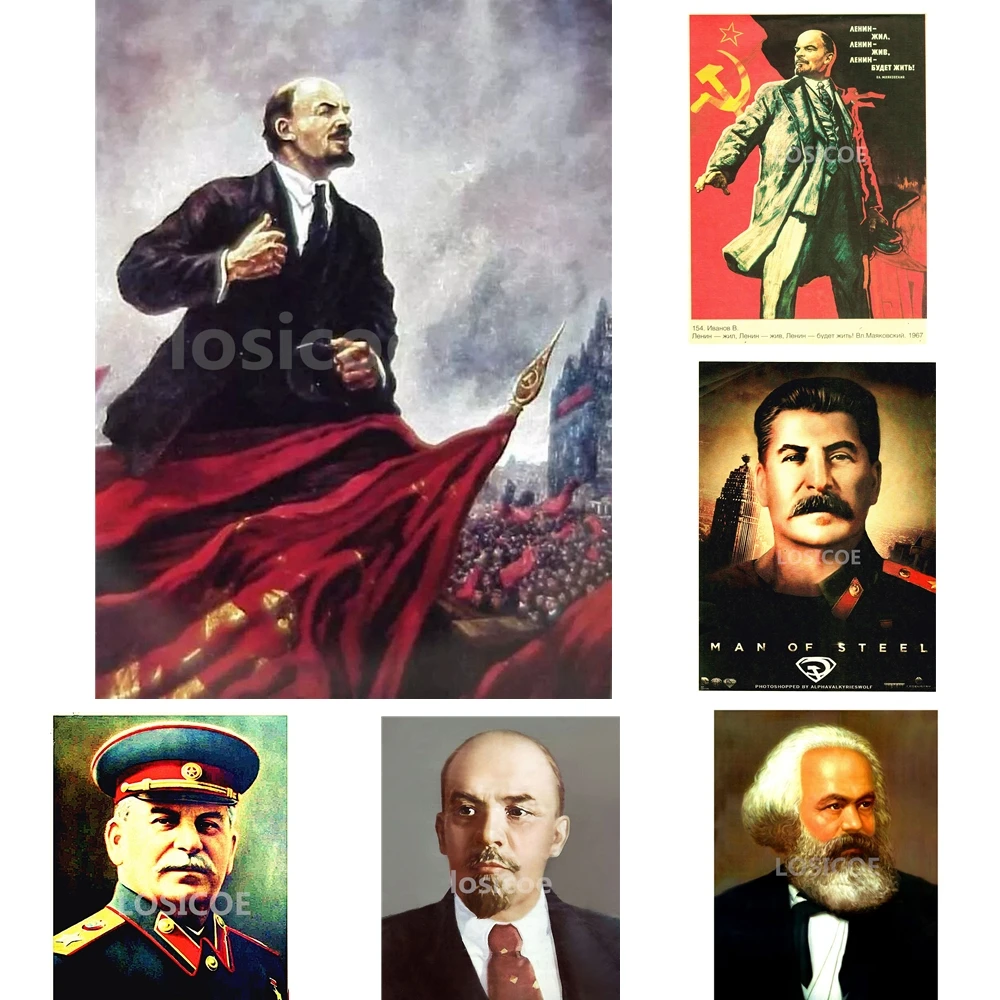 Lenin Stalin Marx Engels Mao Zedong Soviet leaders Communist poster 30X42 CM Retro Retro Kraft Paper Wall Stickers Home Decor