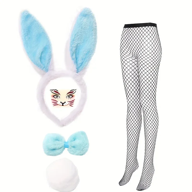 

5pcs/SET Bunny Rabbit Costume Accessory Rabbit Costume Bunny Ears Headbands Tail Bow Tie Set for Easter Halloween Christmas Val