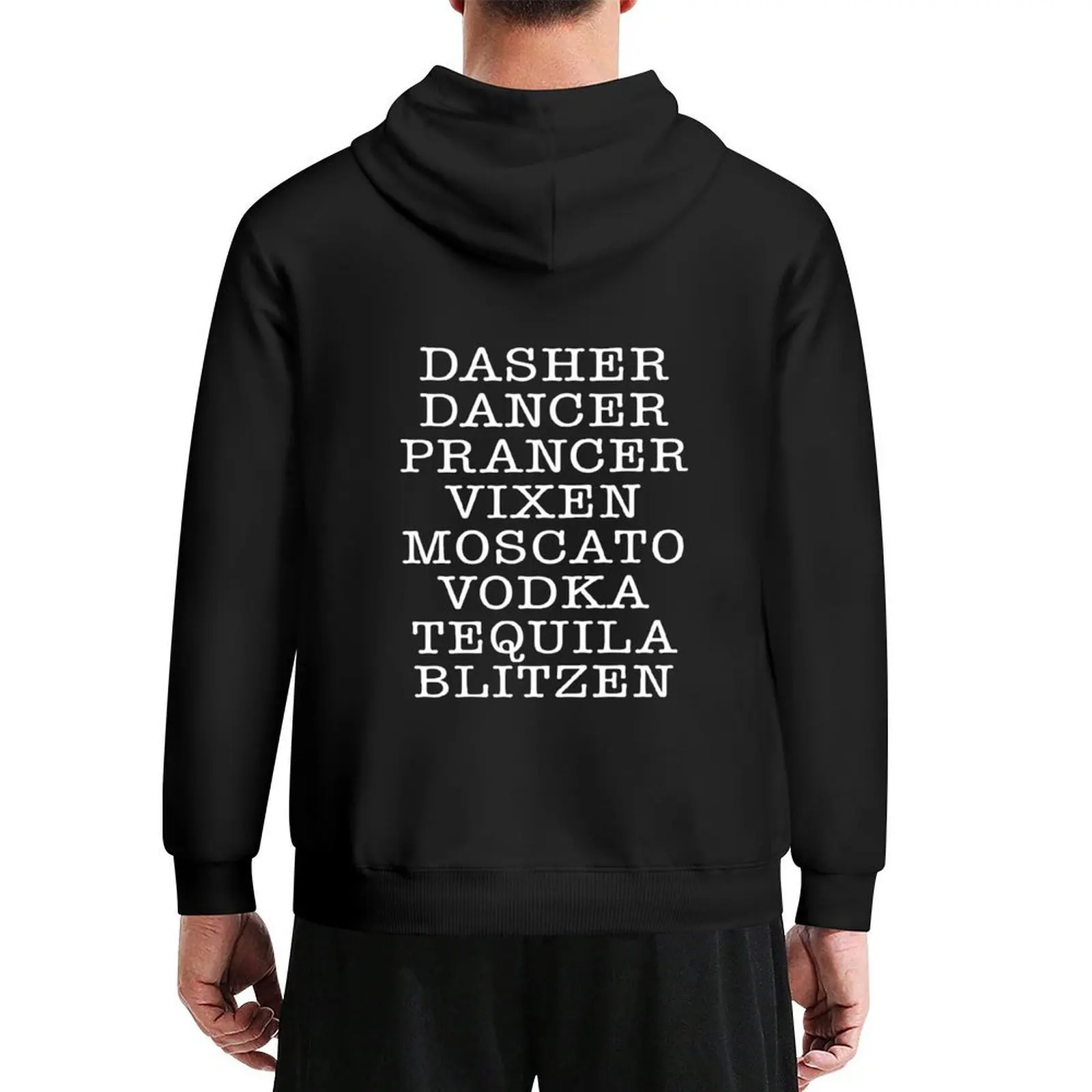 

DASHER DANCER PRANCER VIXEN MOSCATO VODKA TEQUILA BLITZEN Christmas drinking Shirt Hoodie fashion men new hooded tee