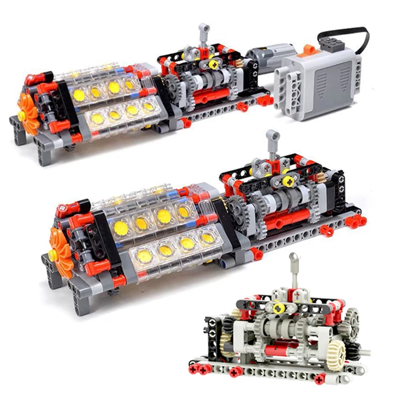 MOC Creative Six Speed Transmission Reverse Gear Model Children DIY Parts Assembly Building Block Electric Engine Toy For Boys