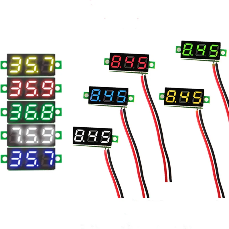 

0.28 Inch DC LED Digital Voltmeter 0-100V Voltage Meter Auto Car Mobile Power Voltage Tester Detector 12V Red Green Blue Yellow