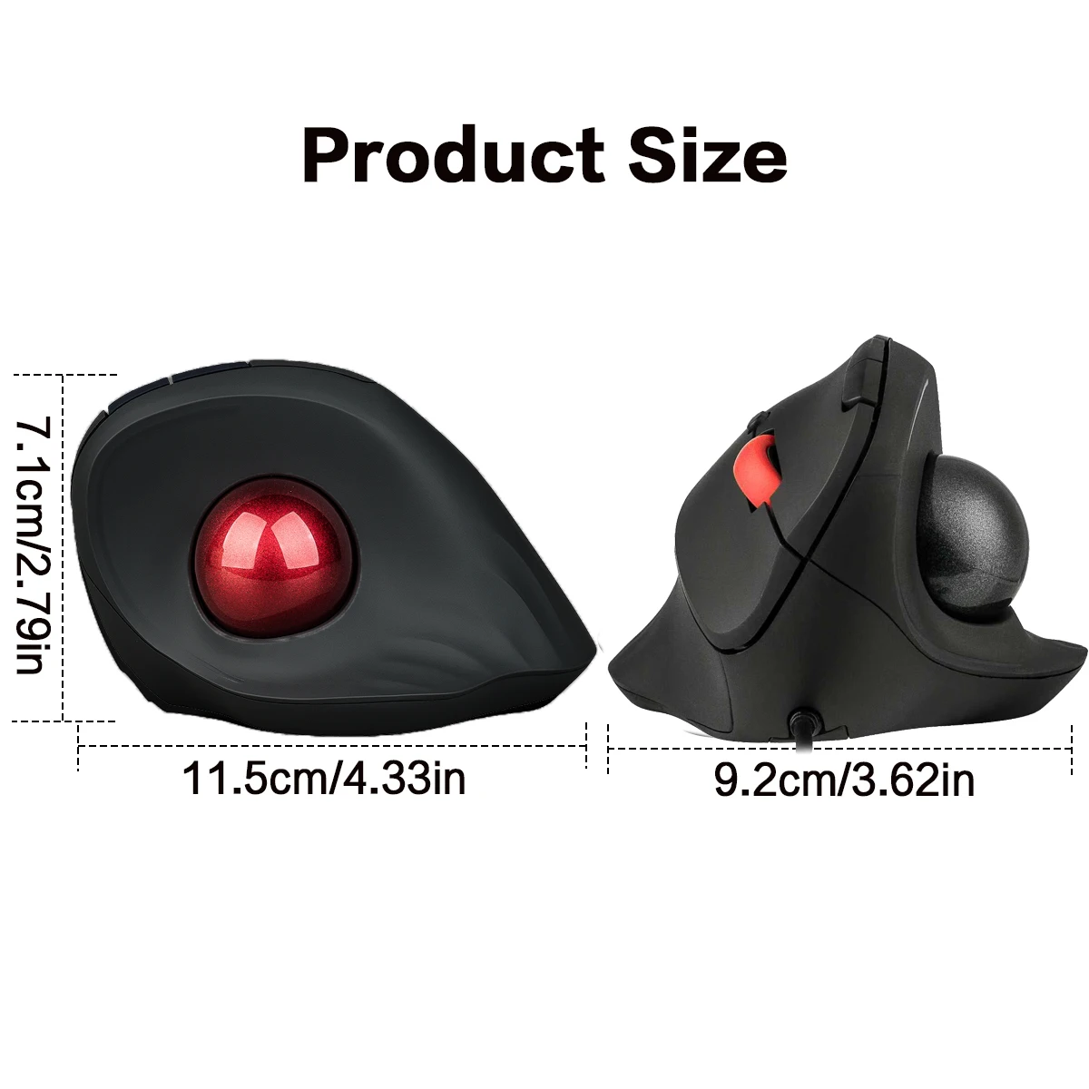 Custom JOMAA Wired Trackball Mouse Vertical Ergonomic Thumb Control Smooth Tracking Roller Ball Tilt Scroll Computer Mouse Gift