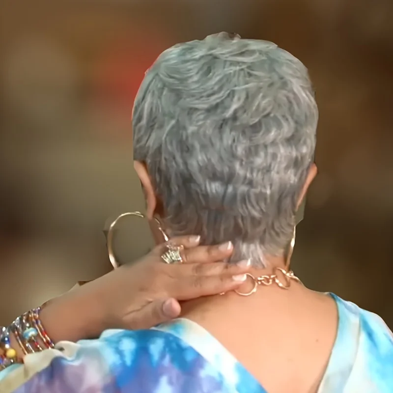 Short Gray Synthetic Wig for Women