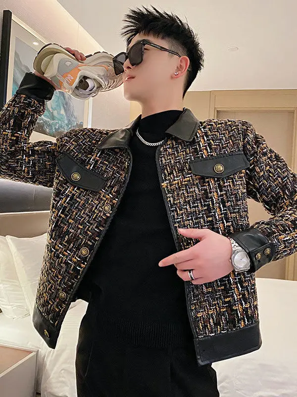 

Модная мужская куртка-бомбер из кожи с пэчворком, весна-осень, дизайн 2025 года, новая коллекция, верхняя одежда