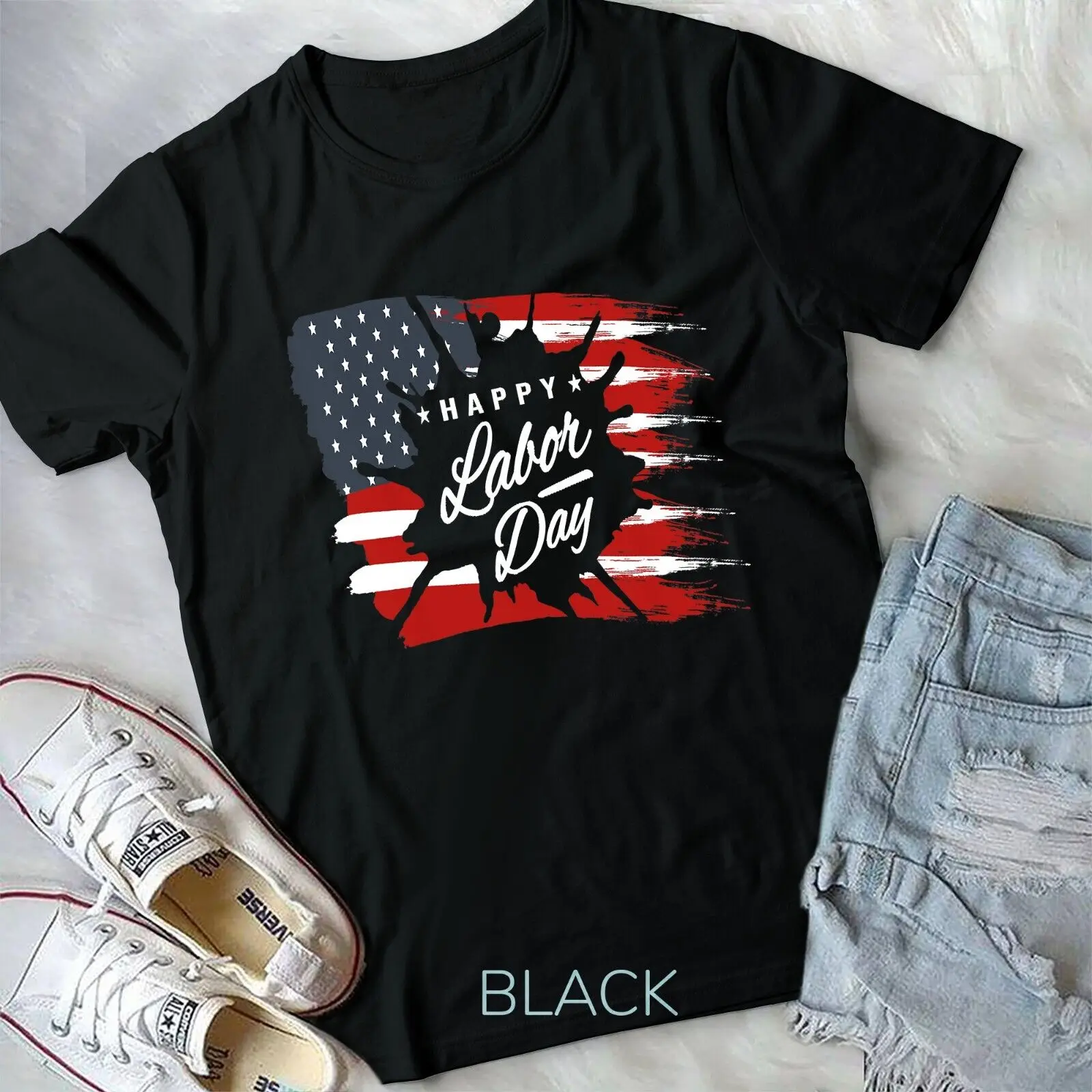 

Happy Labor Day Tshirt 2022 American Flag Tee - T-Shirt Gift Unisex T-shirt