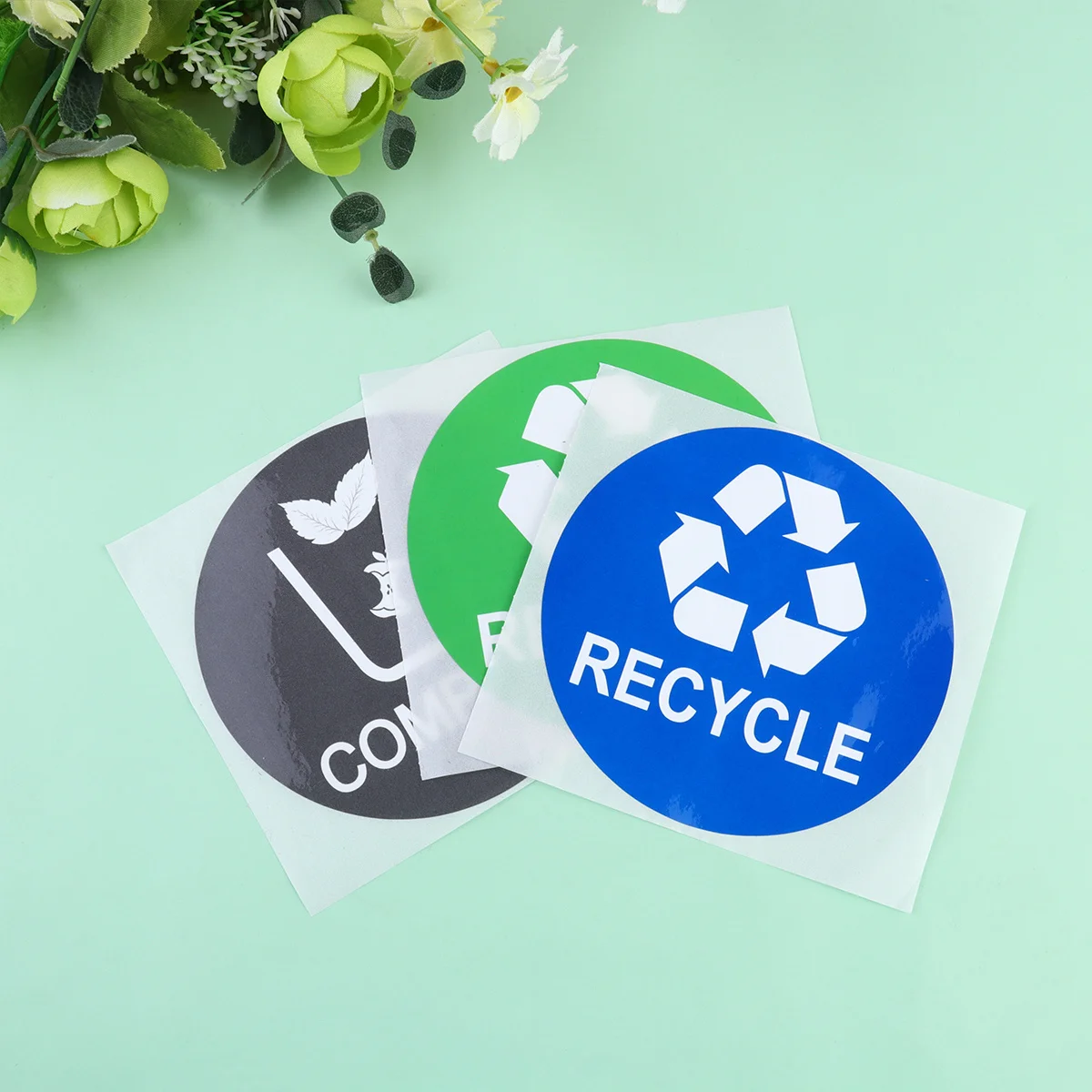

12Pcs Trash Can Label Stickers Large Lettering Waterproof PVC Self Adhesive Decals for Garbage Bin Decor Trash Decal