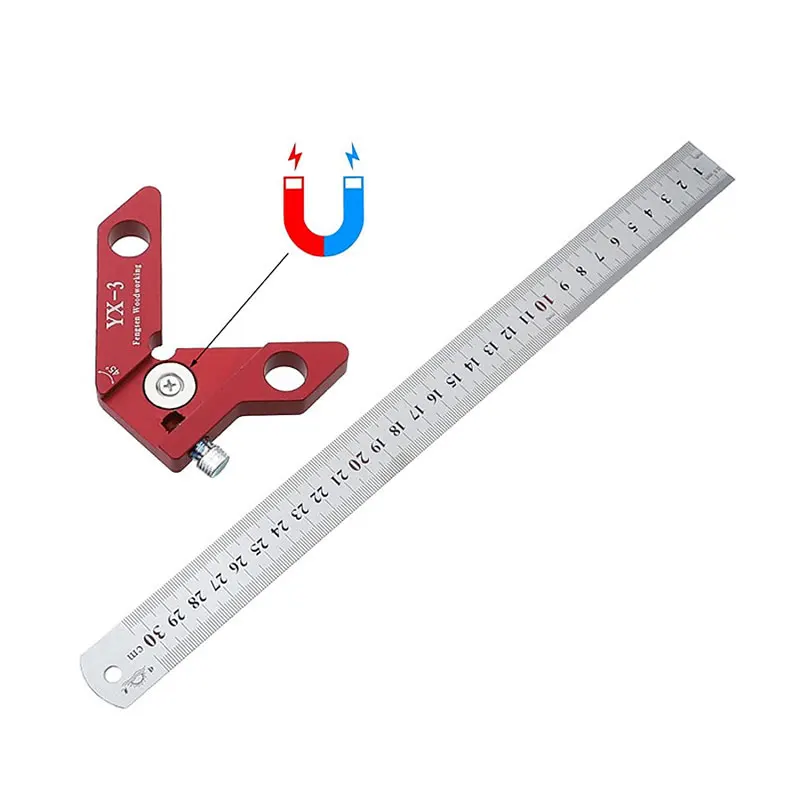 Center Finder Multifunction XY-ruler Circle Center Marking 45°90°Scribing Gauge Metric Inchfor Woodworking Measuring Scribe Tool